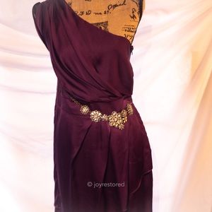 BCBG Dark Plum Size 10 - Asymmetrical Silk Dress
